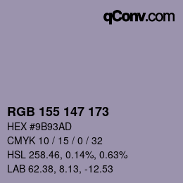 Color code: RGB 155 147 173 | qconv.com