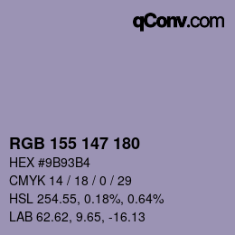 Color code: RGB 155 147 180 | qconv.com