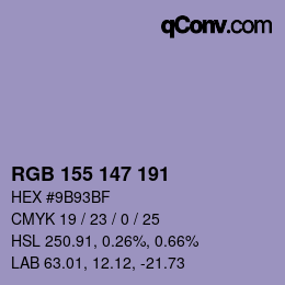 Color code: RGB 155 147 191 | qconv.com