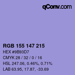 カラーコード: RGB 155 147 215 | qconv.com