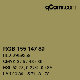 颜色代码: RGB 155 147 89 | qconv.com