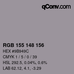 カラーコード: RGB 155 148 156 | qconv.com