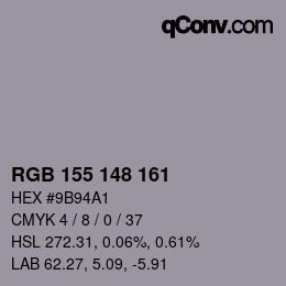 カラーコード: RGB 155 148 161 | qconv.com