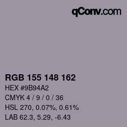 カラーコード: RGB 155 148 162 | qconv.com