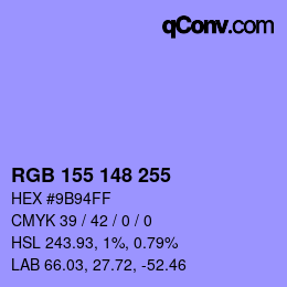 カラーコード: RGB 155 148 255 | qconv.com