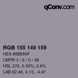 颜色代码: RGB 155 149 159 | qconv.com