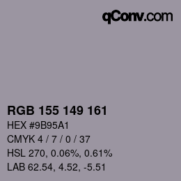 カラーコード: RGB 155 149 161 | qconv.com