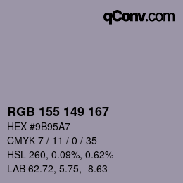 颜色代码: RGB 155 149 167 | qconv.com