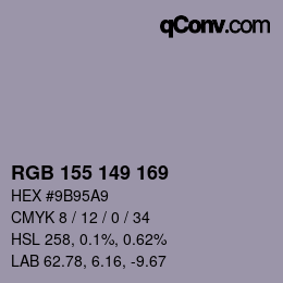 Color code: RGB 155 149 169 | qconv.com