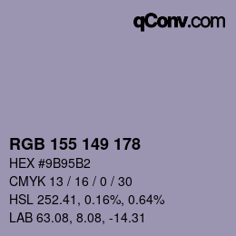 Farbcode: RGB 155 149 178 | qconv.com