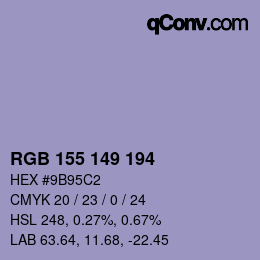 カラーコード: RGB 155 149 194 | qconv.com