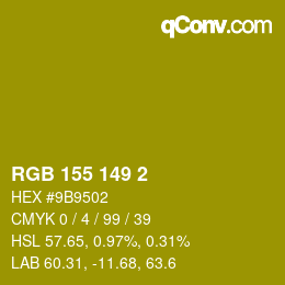 Color code: RGB 155 149 2 | qconv.com