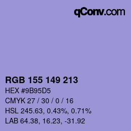 カラーコード: RGB 155 149 213 | qconv.com
