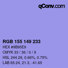 颜色代码: RGB 155 149 233 | qconv.com