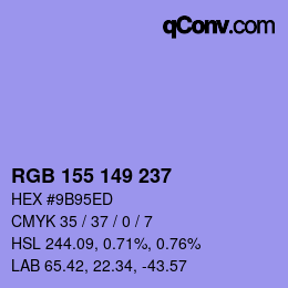 カラーコード: RGB 155 149 237 | qconv.com