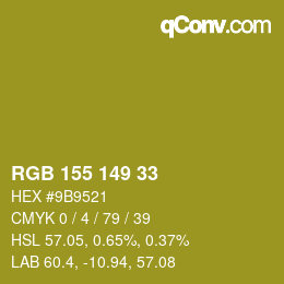 カラーコード: RGB 155 149 33 | qconv.com