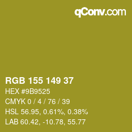 Color code: RGB 155 149 37 | qconv.com