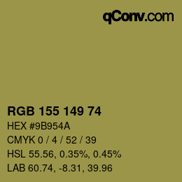 カラーコード: RGB 155 149 74 | qconv.com
