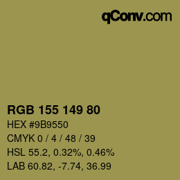 颜色代码: RGB 155 149 80 | qconv.com
