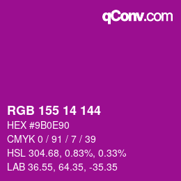 Color code: RGB 155 14 144 | qconv.com