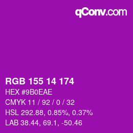 Color code: RGB 155 14 174 | qconv.com