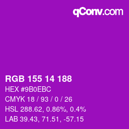 Color code: RGB 155 14 188 | qconv.com