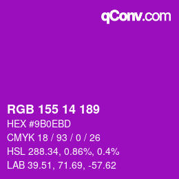 カラーコード: RGB 155 14 189 | qconv.com