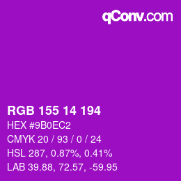 カラーコード: RGB 155 14 194 | qconv.com