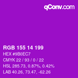 カラーコード: RGB 155 14 199 | qconv.com