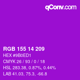 Color code: RGB 155 14 209 | qconv.com