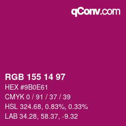 颜色代码: RGB 155 14 97 | qconv.com