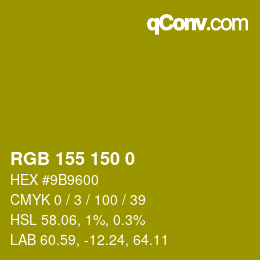 Color code: RGB 155 150 0 | qconv.com