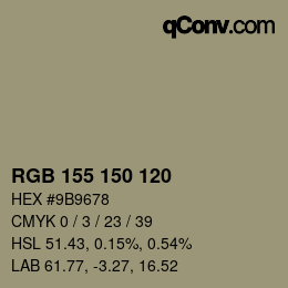 カラーコード: RGB 155 150 120 | qconv.com