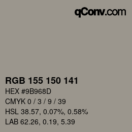 カラーコード: RGB 155 150 141 | qconv.com