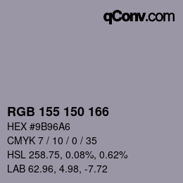 Color code: RGB 155 150 166 | qconv.com