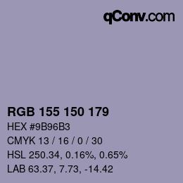 Farbcode: RGB 155 150 179 | qconv.com