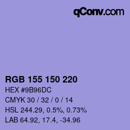 Color code: RGB 155 150 220 | qconv.com