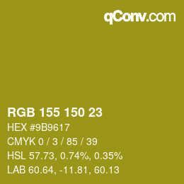 Color code: RGB 155 150 23 | qconv.com