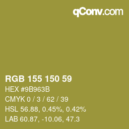 颜色代码: RGB 155 150 59 | qconv.com