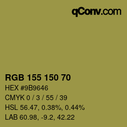 Color code: RGB 155 150 70 | qconv.com