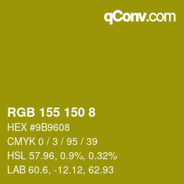 Color code: RGB 155 150 8 | qconv.com