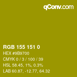 Color code: RGB 155 151 0 | qconv.com