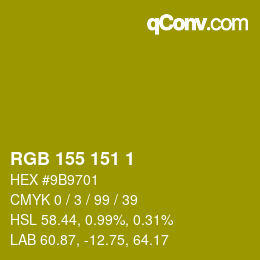 Color code: RGB 155 151 1 | qconv.com