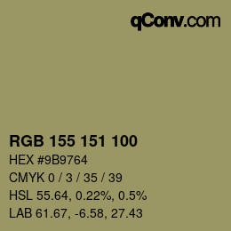 カラーコード: RGB 155 151 100 | qconv.com