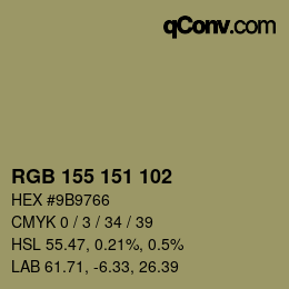 カラーコード: RGB 155 151 102 | qconv.com
