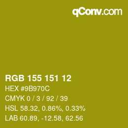 Color code: RGB 155 151 12 | qconv.com