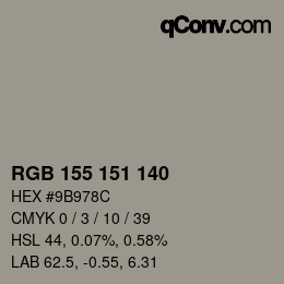 Color code: RGB 155 151 140 | qconv.com