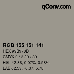 Color code: RGB 155 151 141 | qconv.com
