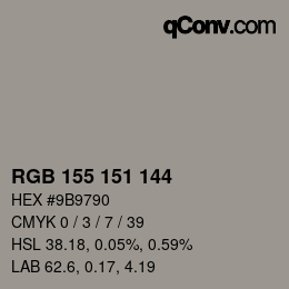 カラーコード: RGB 155 151 144 | qconv.com