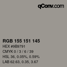 Color code: RGB 155 151 145 | qconv.com